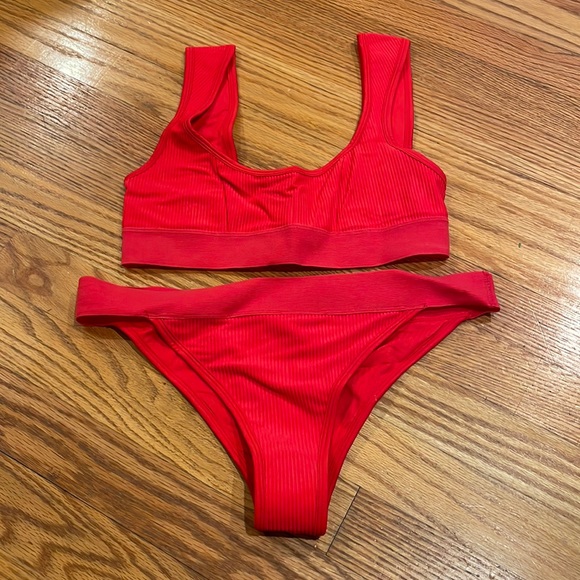 Frankie's Bikinis Swim Frankies Bikinis Red Ribbed Bikini Poshmark